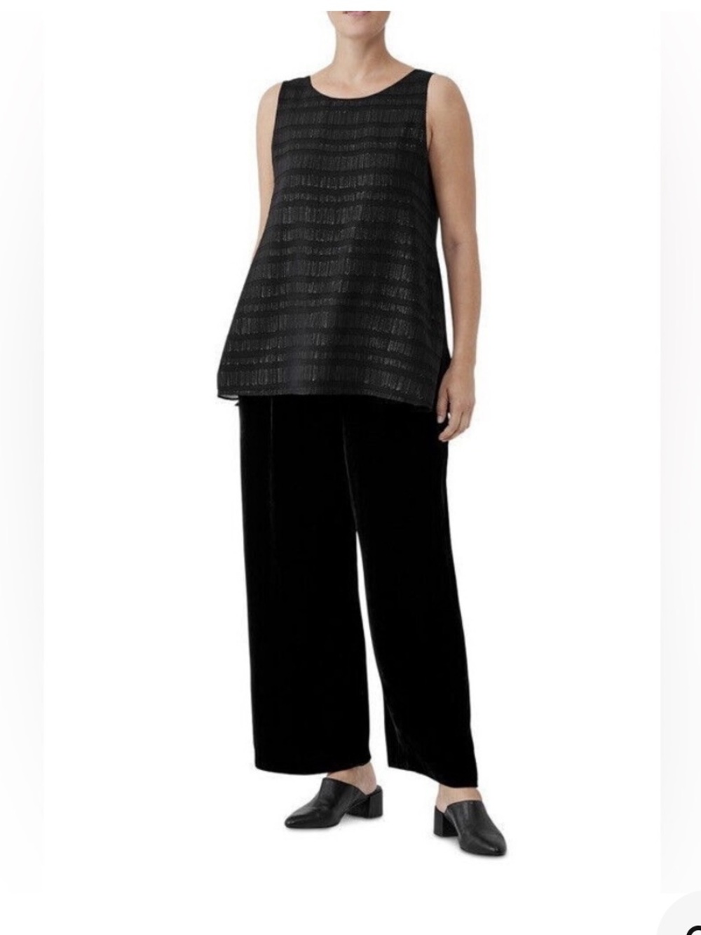 Eileen Fisher Black Silk Blend Tank Top XL Like New